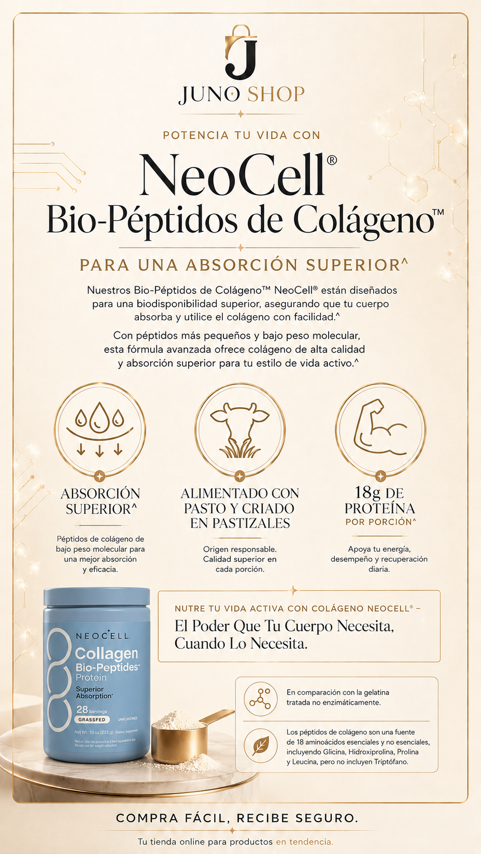 Polvo De Colágeno Neocell Biopéptidos 30