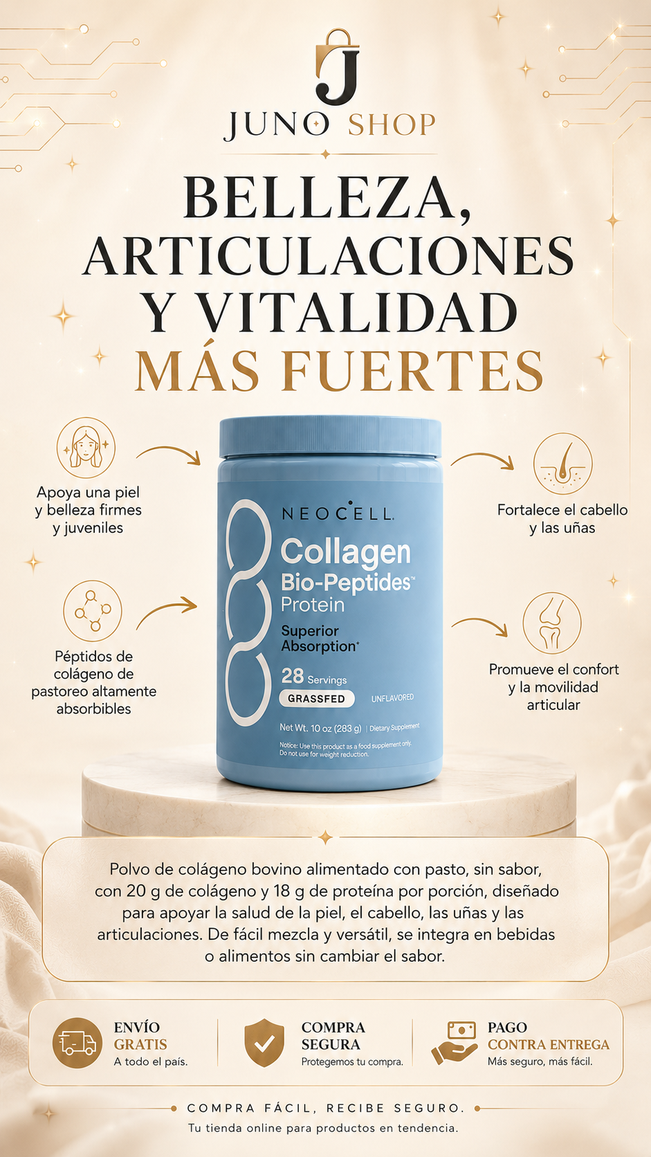 Polvo De Colágeno Neocell Biopéptidos 30